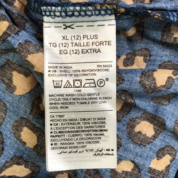 Old Navy Dress Girls Size 12 Blue Short Sleeve Animal Cheetah Print - Picture 10 of 11